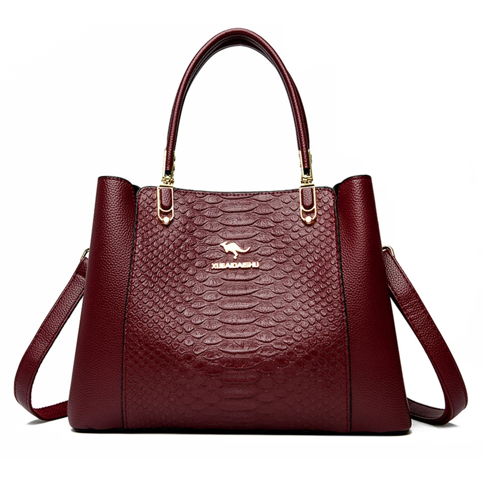 Fashion Women Designer 3 Layers Shoulder Crossbody Sac Ladies Large Capacity Leather Handbags Shopper Brand Messenger Totes