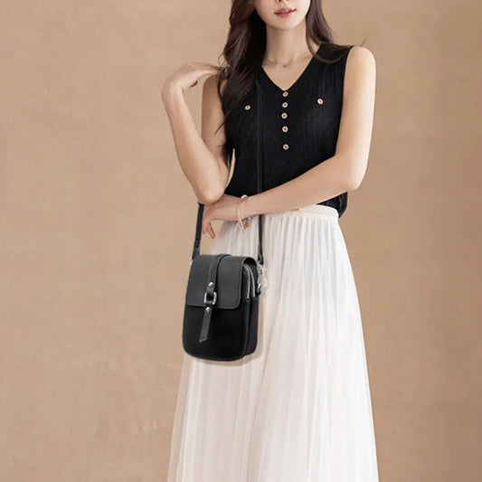 2024 Genuine High Quality Fashion Solid Colors Shoulder Messenger Bags for Women Leather Crossbody Handbags Designer Sac A Main