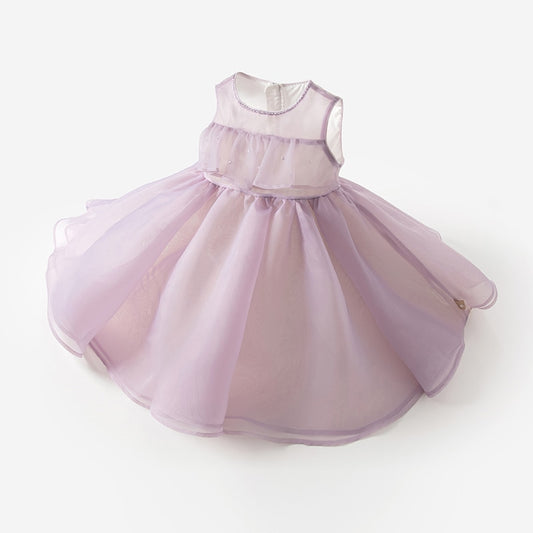Dave Bella Girl's Purple Sleeveless Poached Dress Dress New Summer Style DB2233964
