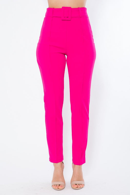 Ankle Tapered Self-fabric Buckle Belt Pants - https://www.luxenorstore.com