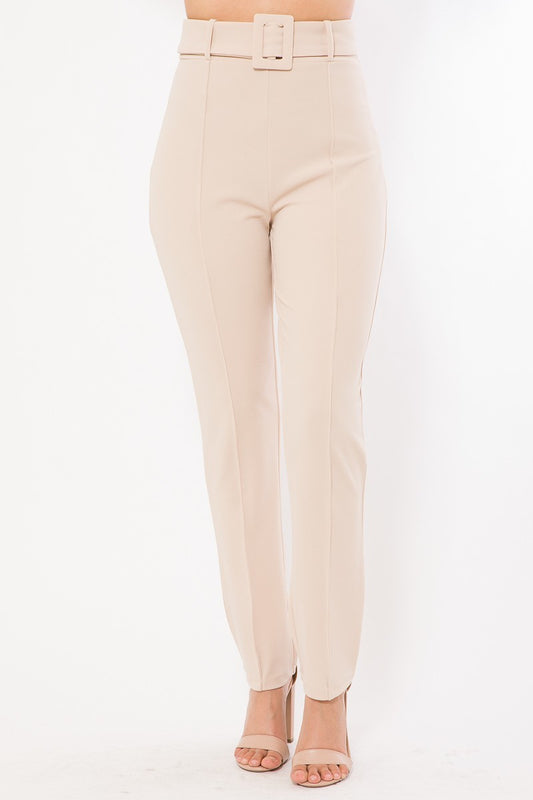 Ankle Tapered Self-fabric Buckle Belt Pants - https://www.luxenorstore.com