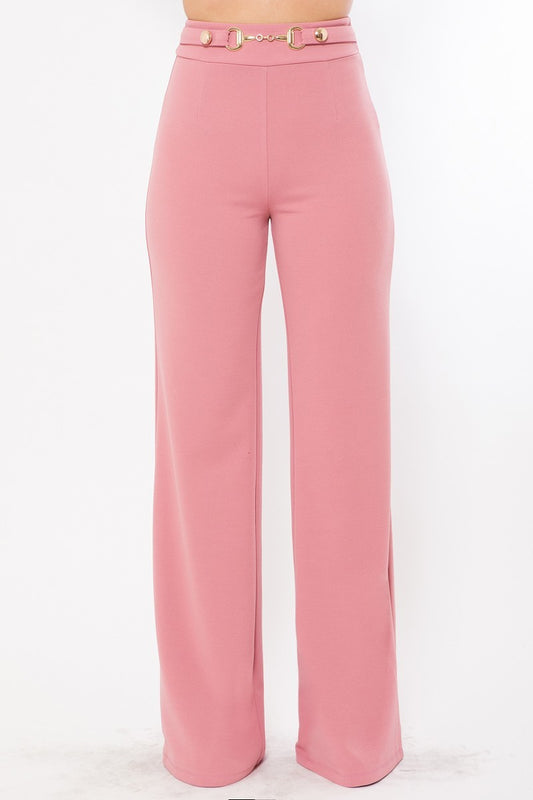 Waist Button And Buckle Detailed Fashion Pants - https://www.luxenorstore.com
