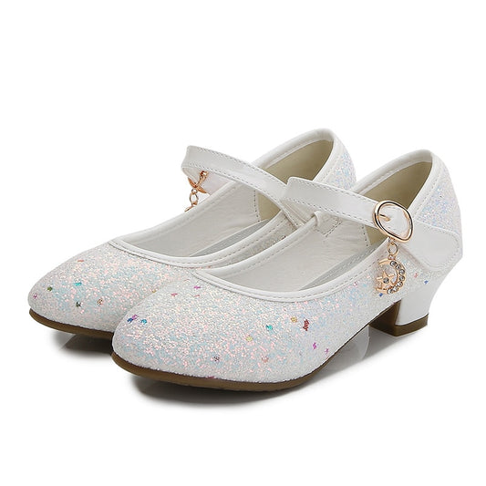 ULKNN Girls Purple High Heels For Kids Princess RED Leather Shoe Footwear Children's Party Wedding Shoes Round Toe 1-3CM - https://www.luxenorstore.com