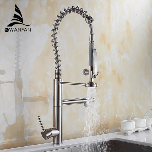Kitchen Faucet Chrome Brass Tall kitchen faucet mixer Sink Faucet Pull Out Spray Single Handle Swivel Spout Mixer Taps MH-4829 - https://www.luxenorstore.com