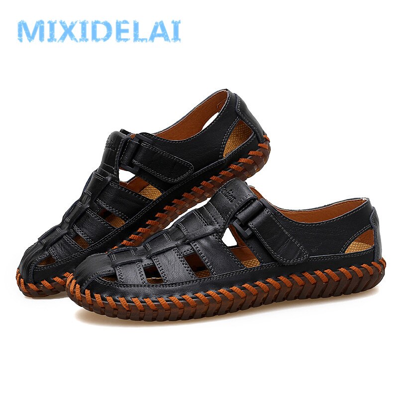 MIXIDELAI Summer Men Sandals 2023 Leisure Beach Men Shoes High Quality Genuine Leather Sandals The Men's Sandals Big Size 39-47
