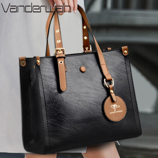 3 Layers Casual Tote Vintage Ladies Tote Hand Bag Leather Luxury Handbags Women Designer Bags for Women 2021 Sac A Main Femme - https://www.luxenorstore.com