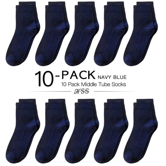 HSS Brand 10 Pairs/Lot Men Bamboo Fiber Socks Men Compression Summer Middle Socks Business Casual Mens Low Sock Big Size EU38-45