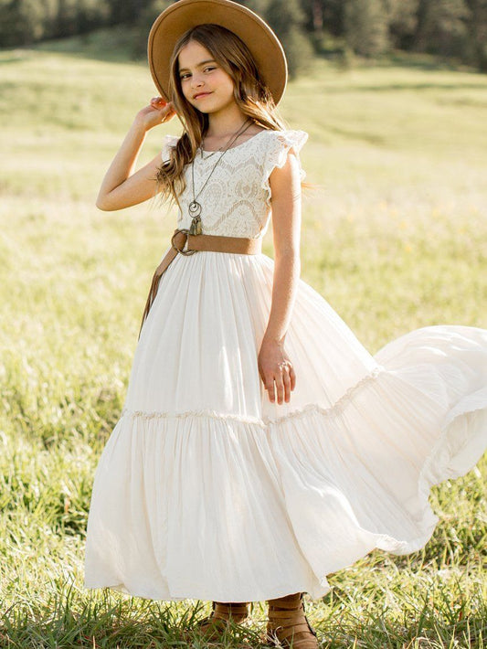 Summer Girls Lace Chiffon Dresses Kids Flower Girl Wedding Princess Party Dress Vestidos Costume Children Clothing For 4-14Years - https://www.luxenorstore.com