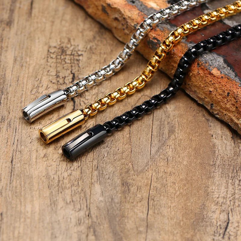Men Bracelet,Round Box Chain Bracelet,Stainless Steel Rounded Boxs Link Simple Layering Stacking Jewelry,