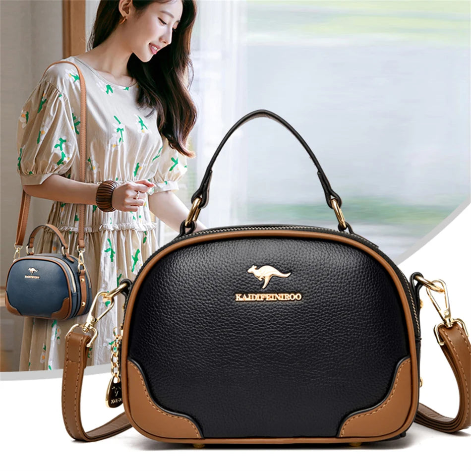 Genuine Top-handle Bag High capacity Luxury Designer Purses and Handbags Women Leather Shoulder Messenger Corssbody Sac Female