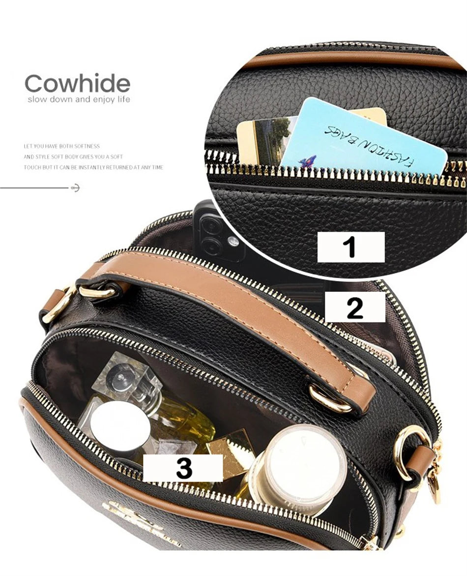 Genuine Top-handle Bag High capacity Luxury Designer Purses and Handbags Women Leather Shoulder Messenger Corssbody Sac Female
