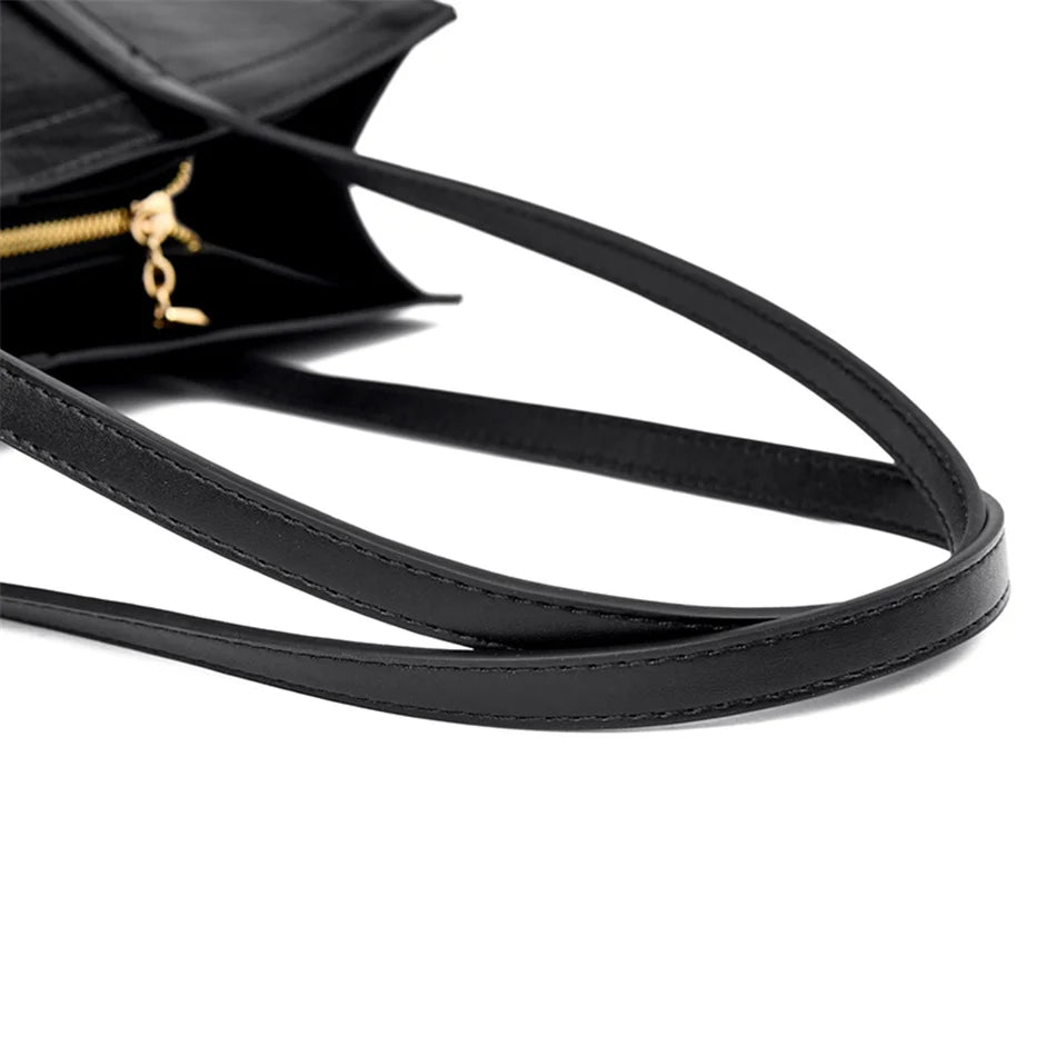Vintage Large Capatity Tote Shoulder Bags Fashion Top-Handle Bags High Quality Pu Leather Bags Casual Letter Design Handbag