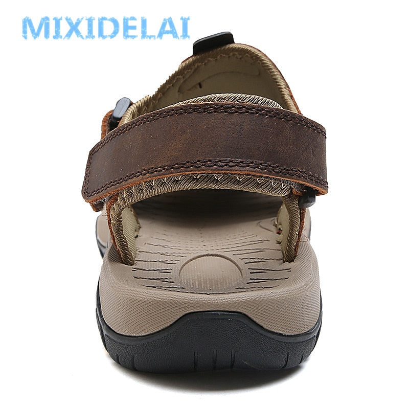 MIXIDELAI New Summer Men's Shoes Outdoor Casual Shoes Sandals Genuine Leather Non-slip Sneakers Men Beach Sandals Big Size 38-46
