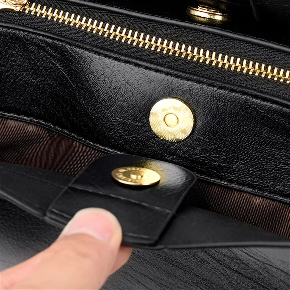Vintage Large Capatity Tote Shoulder Bags Fashion Top-Handle Bags High Quality Pu Leather Bags Casual Letter Design Handbag
