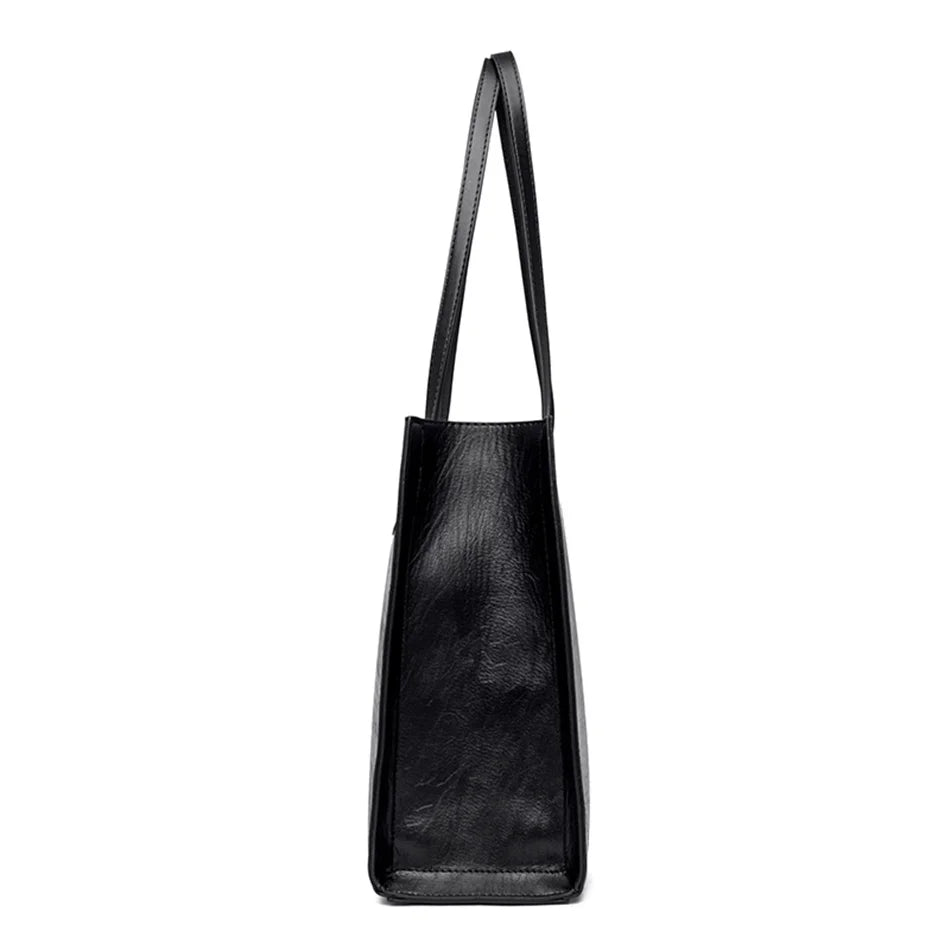 Vintage Large Capatity Tote Shoulder Bags Fashion Top-Handle Bags High Quality Pu Leather Bags Casual Letter Design Handbag