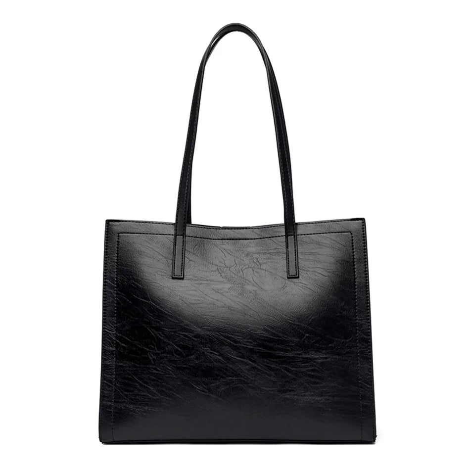 Vintage Large Capatity Tote Shoulder Bags Fashion Top-Handle Bags High Quality Pu Leather Bags Casual Letter Design Handbag