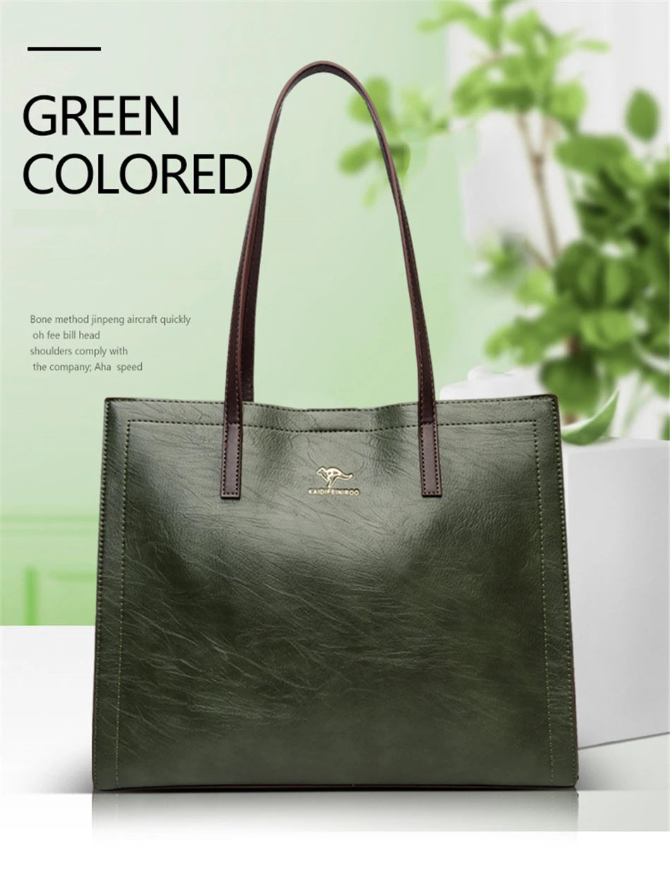 Vintage Large Capatity Tote Shoulder Bags Fashion Top-Handle Bags High Quality Pu Leather Bags Casual Letter Design Handbag