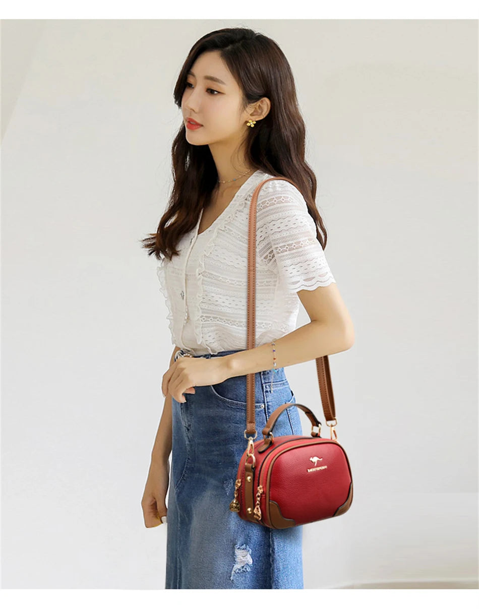 Genuine Top-handle Bag High capacity Luxury Designer Purses and Handbags Women Leather Shoulder Messenger Corssbody Sac Female