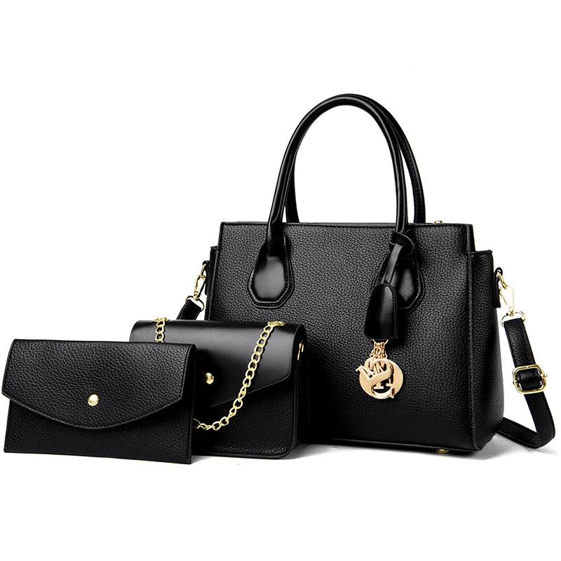 2 Piece Set Casual Tote Vintage Ladies Tote Hand Bag Leather Luxury Handbags Women Designer Bags for Women 2024 Sac A Main Femme
