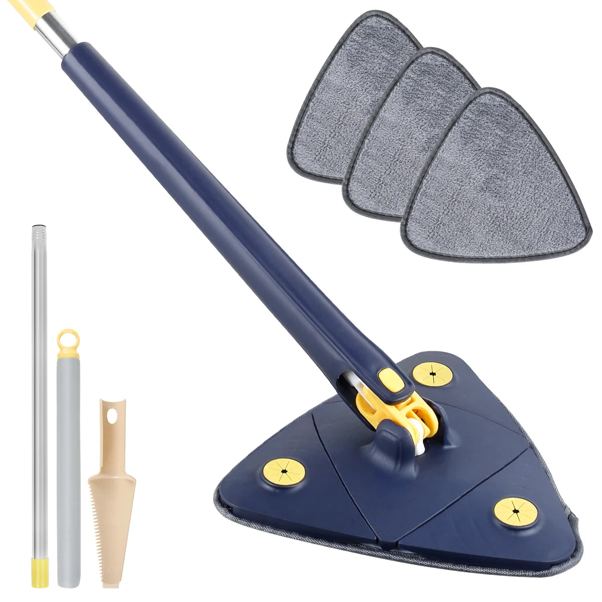 Telescopic Triangle Mop 360° Rotatable Self-wringing Triangle Extended Adjustable Mop Floor Squeeze Free Hand Washing Lazy Tool