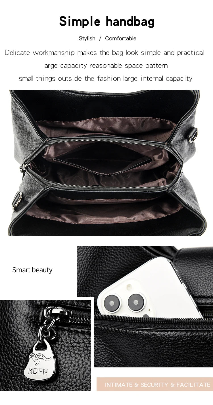 Genuine Luxury Purses Handbags Fashion High Quality Soft Leather Shoulder  Crossbody Bags for Women Large Tote 2024 Sac A Main