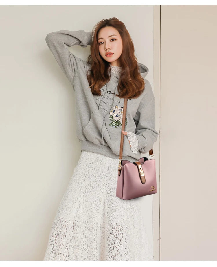 3-layer Large Capacity Purses and Handbags Crossbody for Women Designers High Quality Leather Fashion New Messenger Shoulder Bag