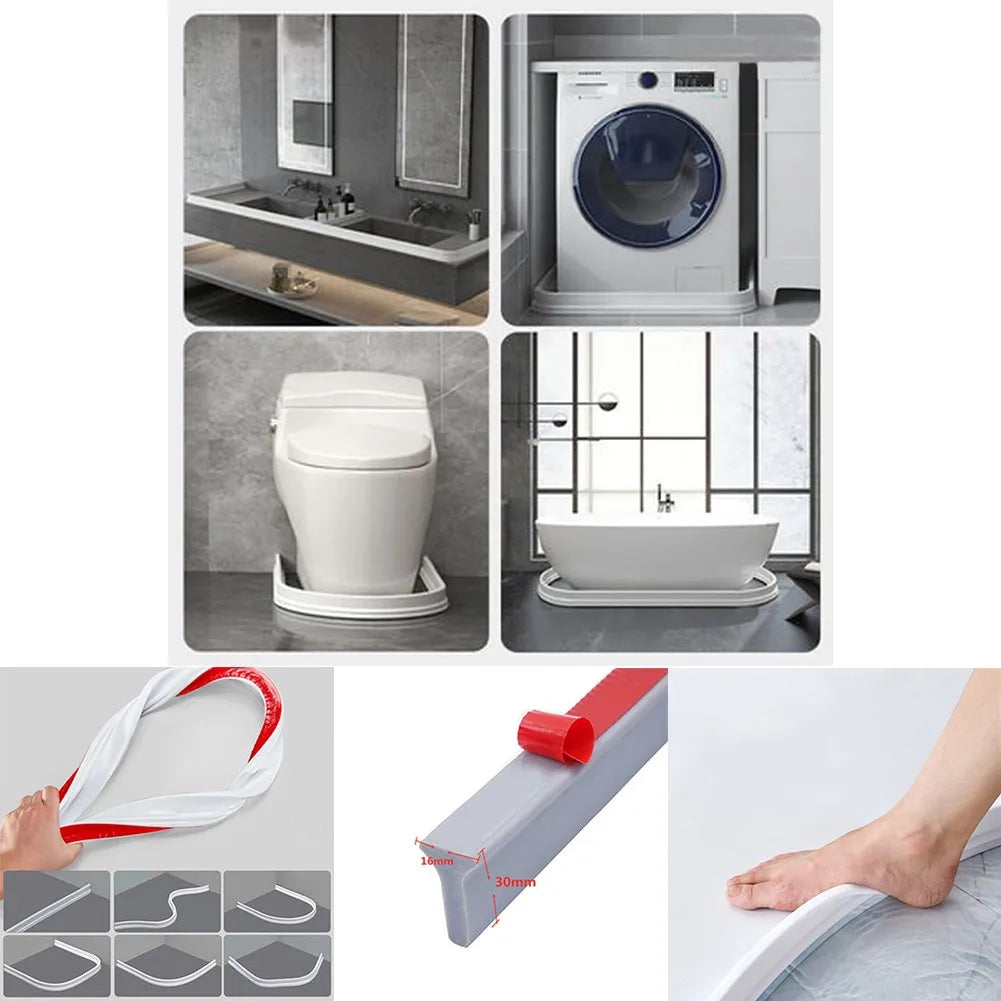1PC 1-3M Bathroom Water Stopper Silicone Retaining Strip Water Shower Dam Flood Barrier Dry And Wet Separation Blocker