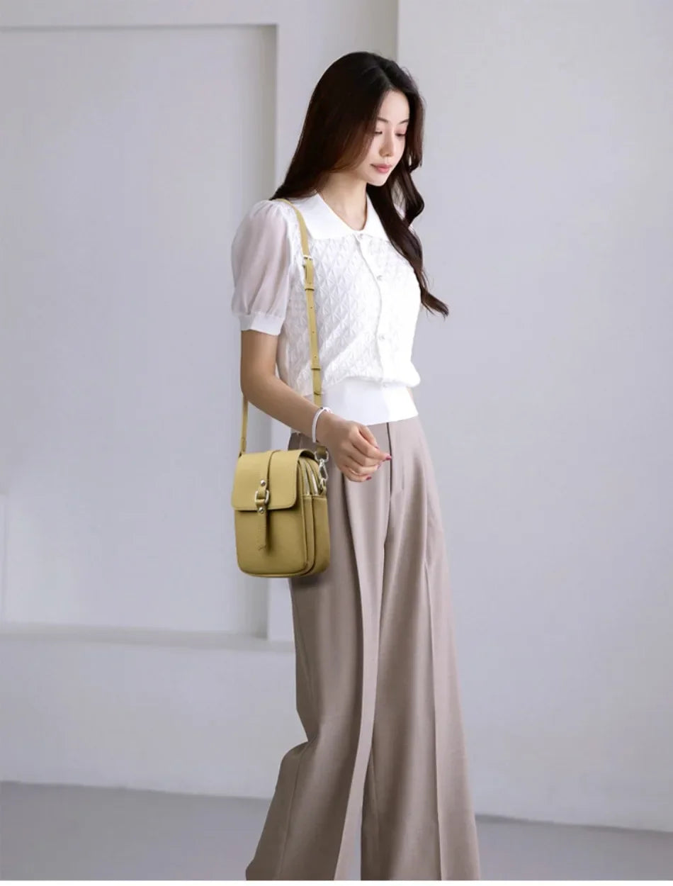 2024 Genuine High Quality Fashion Solid Colors Shoulder Messenger Bags for Women  Leather Crossbody Handbags Designer Sac A Main