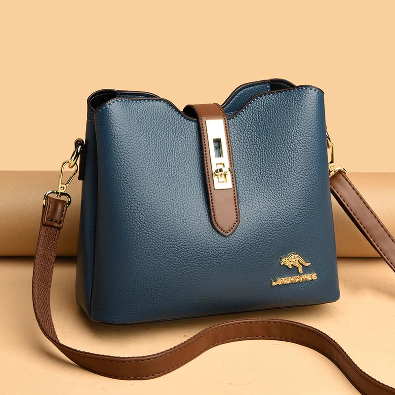 3-layer Large Capacity Purses and Handbags Crossbody for Women Designers High Quality Leather Fashion New Messenger Shoulder Bag