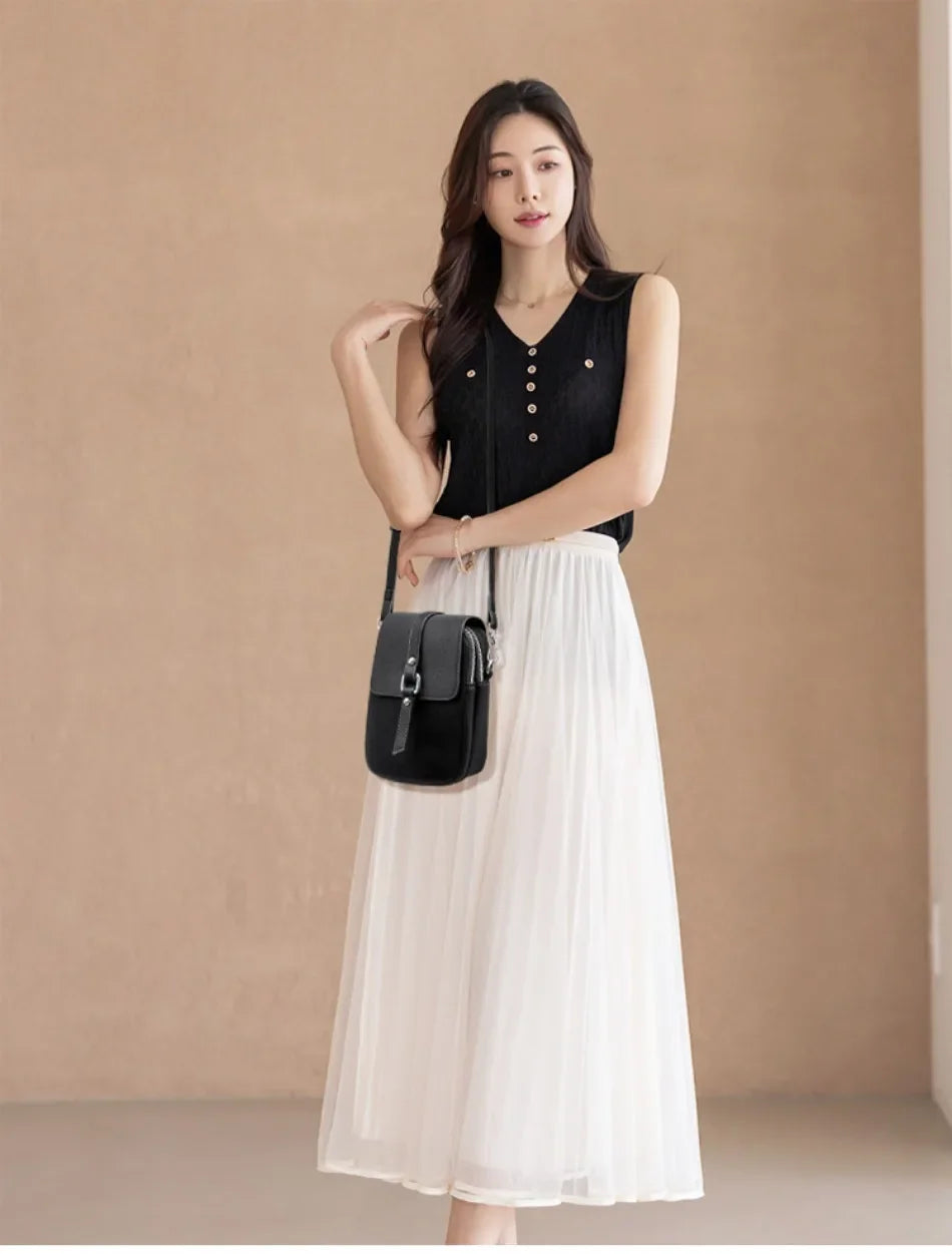 2024 Genuine High Quality Fashion Solid Colors Shoulder Messenger Bags for Women  Leather Crossbody Handbags Designer Sac A Main