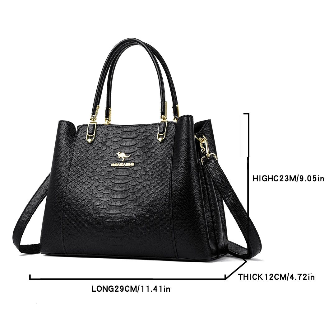 Fashion Women Designer 3 Layers Shoulder Crossbody Sac Ladies Large Capacity Leather Handbags Shopper Brand Messenger Totes
