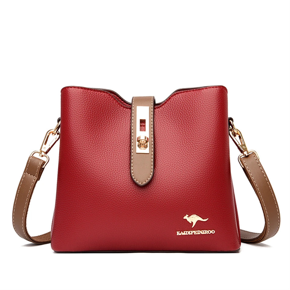 3-layer Large Capacity Purses and Handbags Crossbody for Women Designers High Quality Leather Fashion New Messenger Shoulder Bag