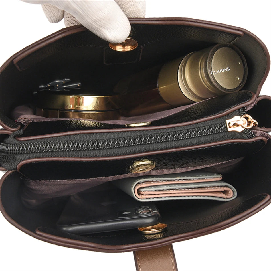 3-layer Large Capacity Purses and Handbags Crossbody for Women Designers High Quality Leather Fashion New Messenger Shoulder Bag