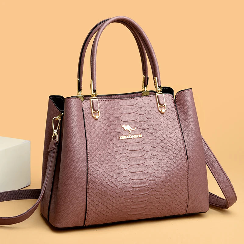 Fashion Women Designer 3 Layers Shoulder Crossbody Sac Ladies Large Capacity Leather Handbags Shopper Brand Messenger Totes