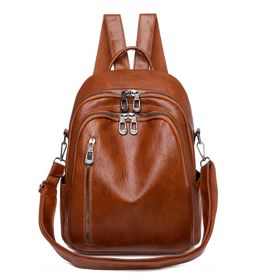 Fashion Women Large Capacity Shoulder Bags Soft Pu Leather Backpacks for School Teenagers Girls Multifunctional Travel Backpacks