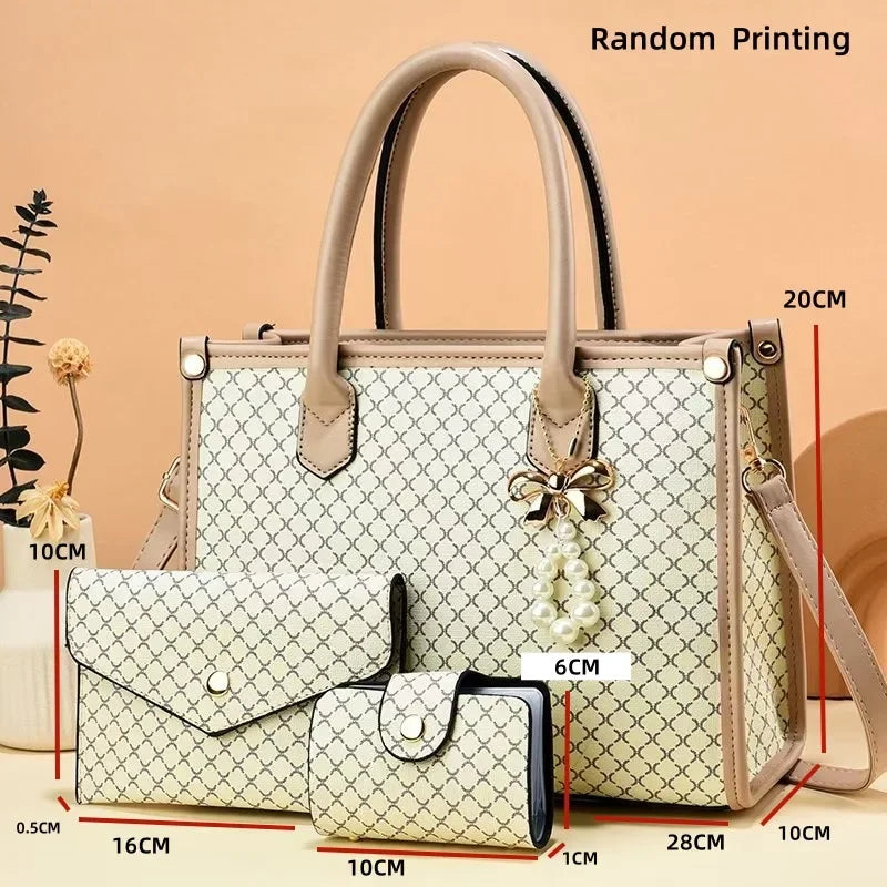 High-End Large Capacity Women's Handbag Stylish Shoulder Bag for Middle-Aged Mothers Trendy Neutral Minimalist Style PU Leather