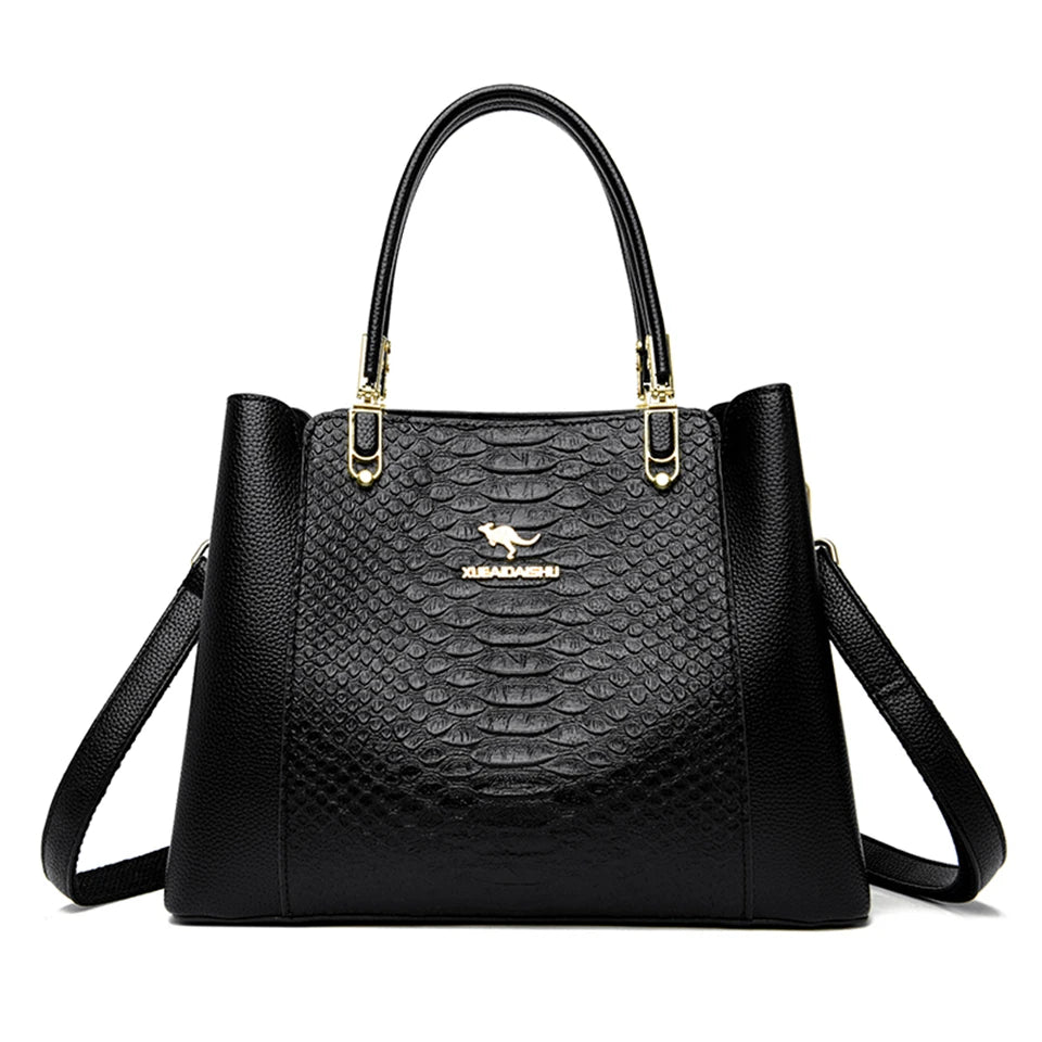 Fashion Women Designer 3 Layers Shoulder Crossbody Sac Ladies Large Capacity Leather Handbags Shopper Brand Messenger Totes
