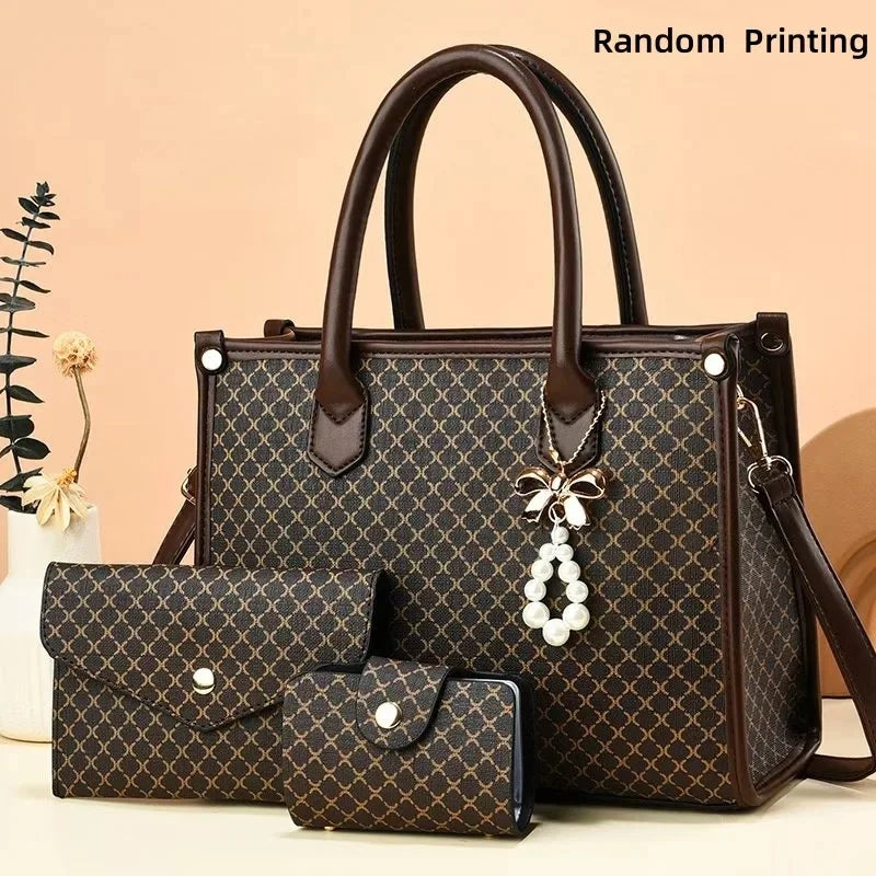 High-End Large Capacity Women's Handbag Stylish Shoulder Bag for Middle-Aged Mothers Trendy Neutral Minimalist Style PU Leather