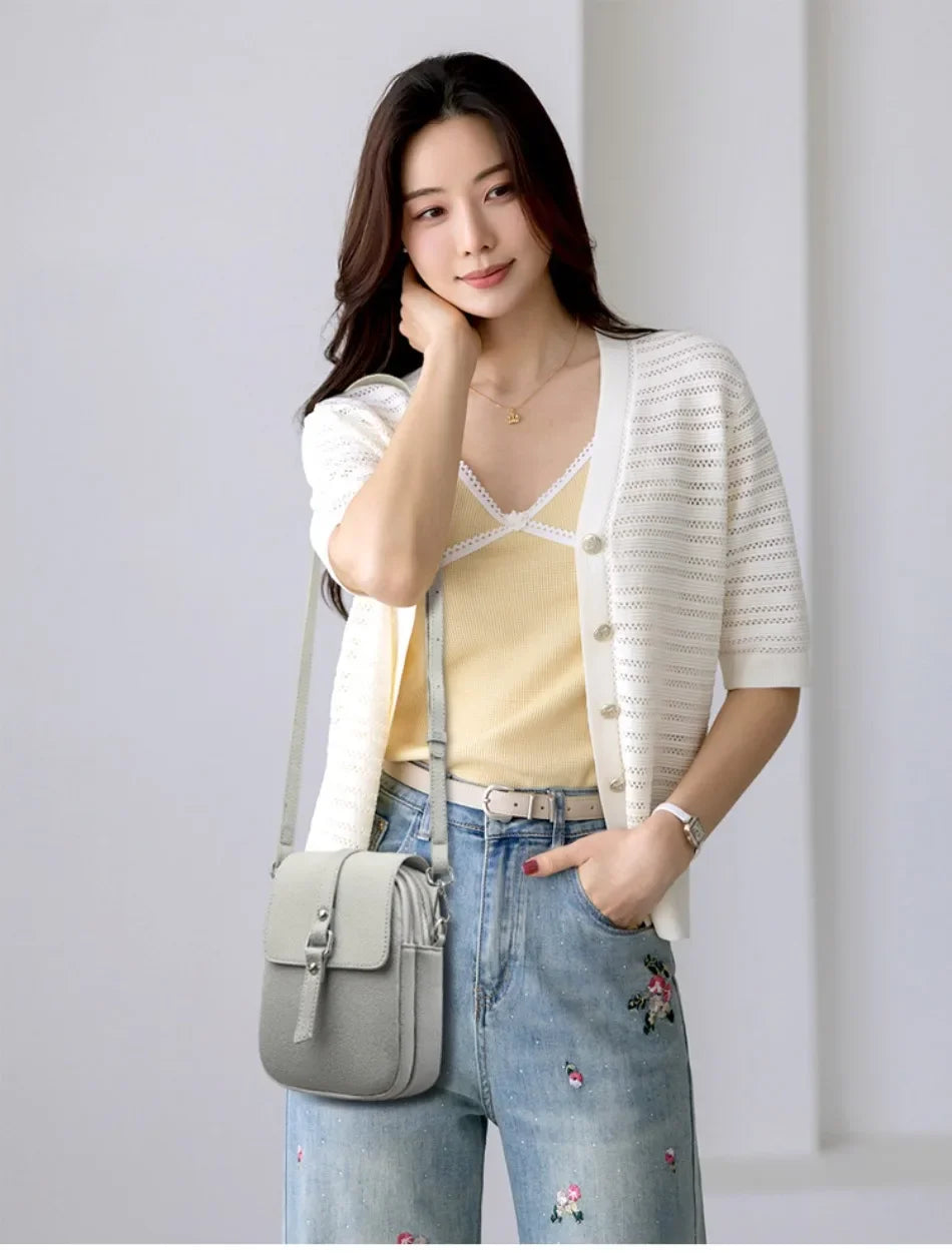 2024 Genuine High Quality Fashion Solid Colors Shoulder Messenger Bags for Women  Leather Crossbody Handbags Designer Sac A Main