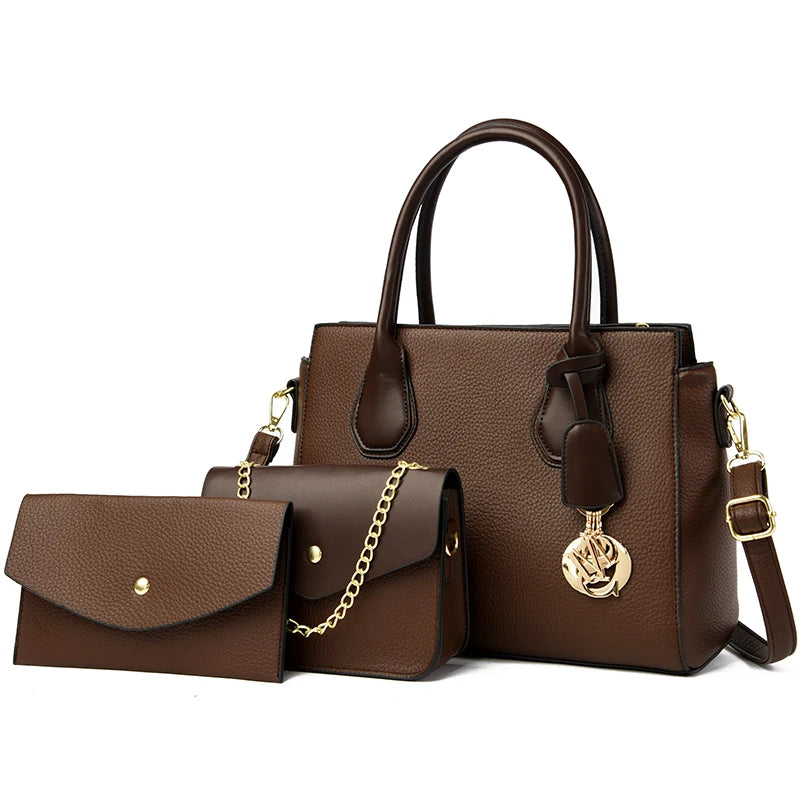 2 Piece Set Casual Tote Vintage Ladies Tote Hand Bag Leather Luxury Handbags Women Designer Bags for Women 2024 Sac A Main Femme
