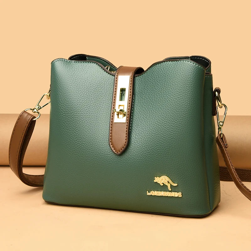 3-layer Large Capacity Purses and Handbags Crossbody for Women Designers High Quality Leather Fashion New Messenger Shoulder Bag
