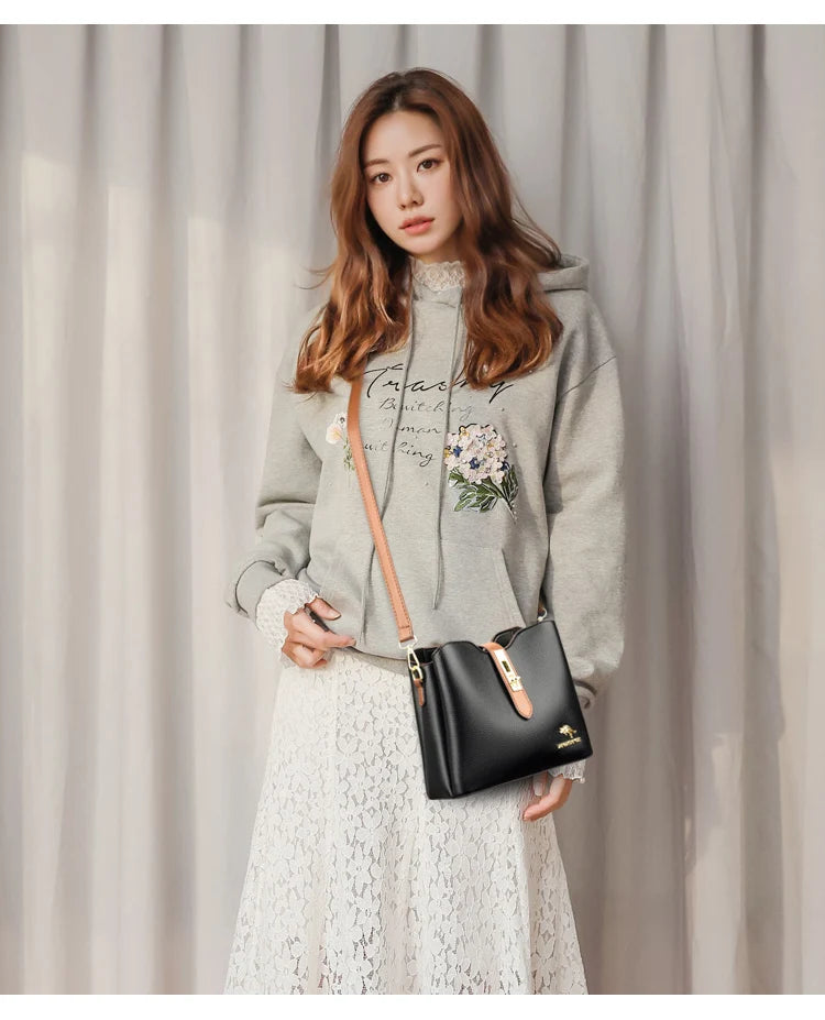 3-layer Large Capacity Purses and Handbags Crossbody for Women Designers High Quality Leather Fashion New Messenger Shoulder Bag