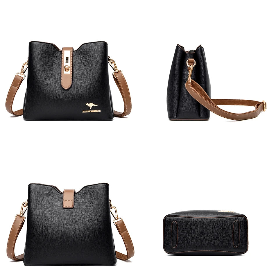 3-layer Large Capacity Purses and Handbags Crossbody for Women Designers High Quality Leather Fashion New Messenger Shoulder Bag