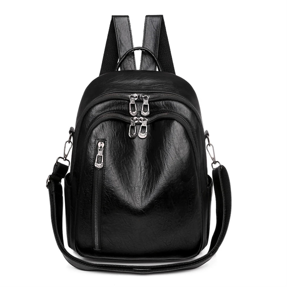 Fashion Women Large Capacity Shoulder Bags Soft Pu Leather Backpacks for School Teenagers Girls Multifunctional Travel Backpacks