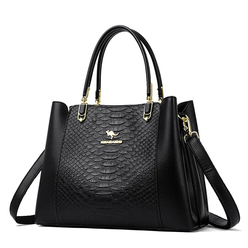 Fashion Women Designer 3 Layers Shoulder Crossbody Sac Ladies Large Capacity Leather Handbags Shopper Brand Messenger Totes