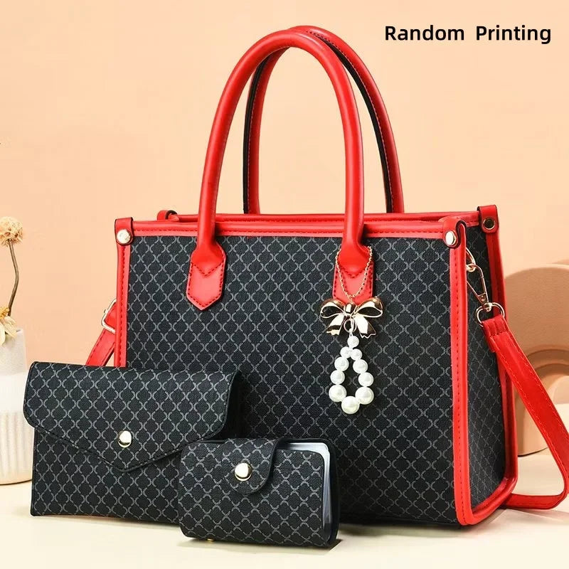 High-End Large Capacity Women's Handbag Stylish Shoulder Bag for Middle-Aged Mothers Trendy Neutral Minimalist Style PU Leather