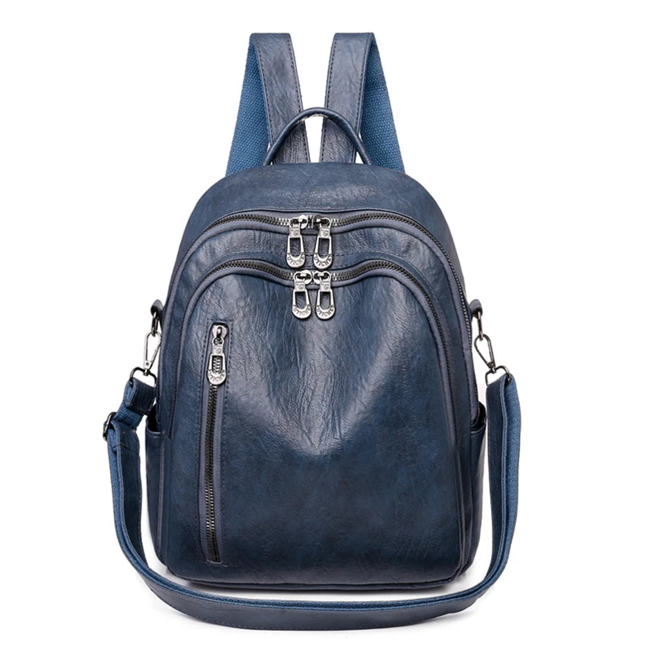 Fashion Women Large Capacity Shoulder Bags Soft Pu Leather Backpacks for School Teenagers Girls Multifunctional Travel Backpacks