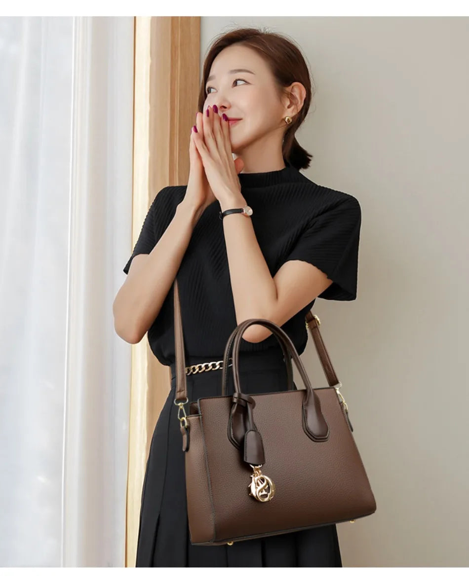 2 Piece Set Casual Tote Vintage Ladies Tote Hand Bag Leather Luxury Handbags Women Designer Bags for Women 2024 Sac A Main Femme