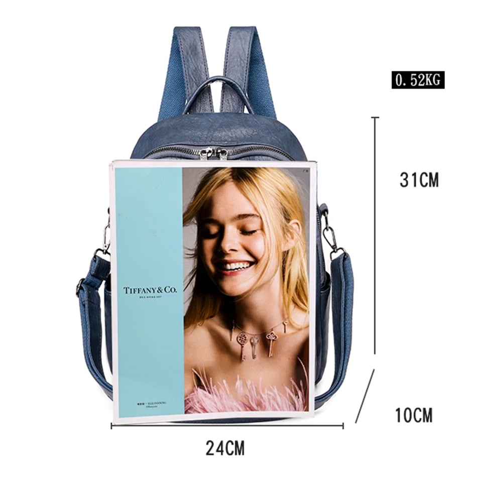 Fashion Women Large Capacity Shoulder Bags Soft Pu Leather Backpacks for School Teenagers Girls Multifunctional Travel Backpacks