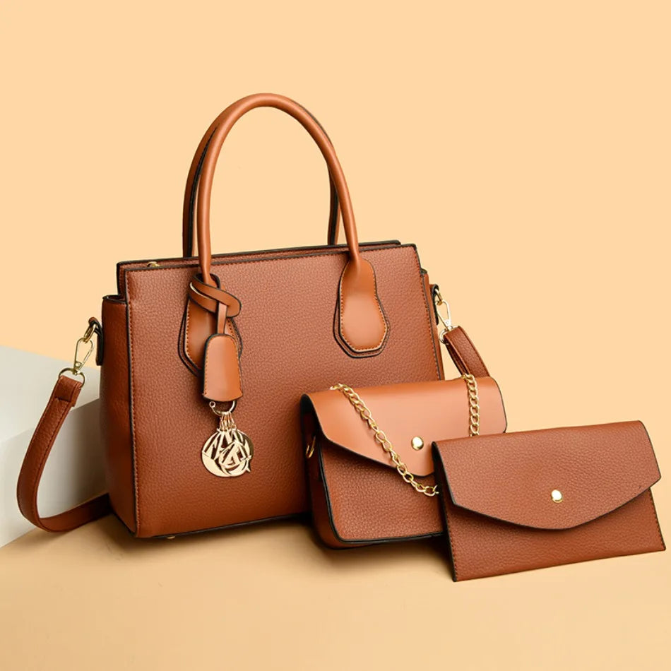 2 Piece Set Casual Tote Vintage Ladies Tote Hand Bag Leather Luxury Handbags Women Designer Bags for Women 2024 Sac A Main Femme